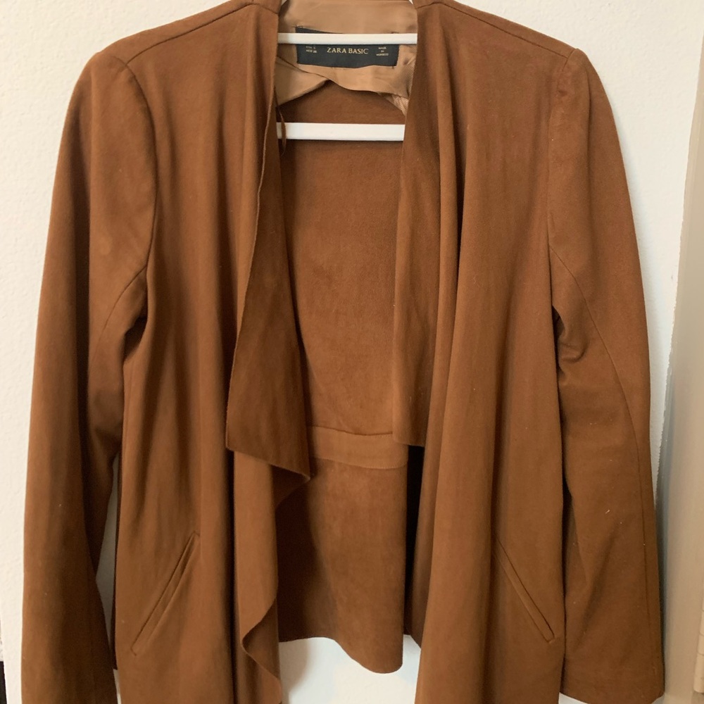 Zara faux suede shawl neck jacket